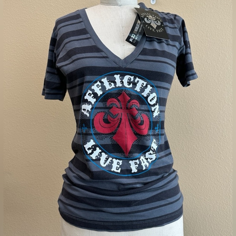 Affliction Women's Black and Grey Shirt